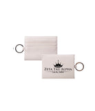Zeta Tau Alpha Vegan Saffiano Leather Keychain Card Holder Black Travel Wallet
