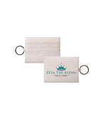 Zeta Tau Alpha Vegan Saffiano Leather Keychain Card Holder Turquoise Travel Wallet