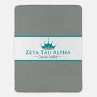 Zeta Tau Alpha XL 60x80 Blanket - Traditional Center Band Gray Throw Blankets