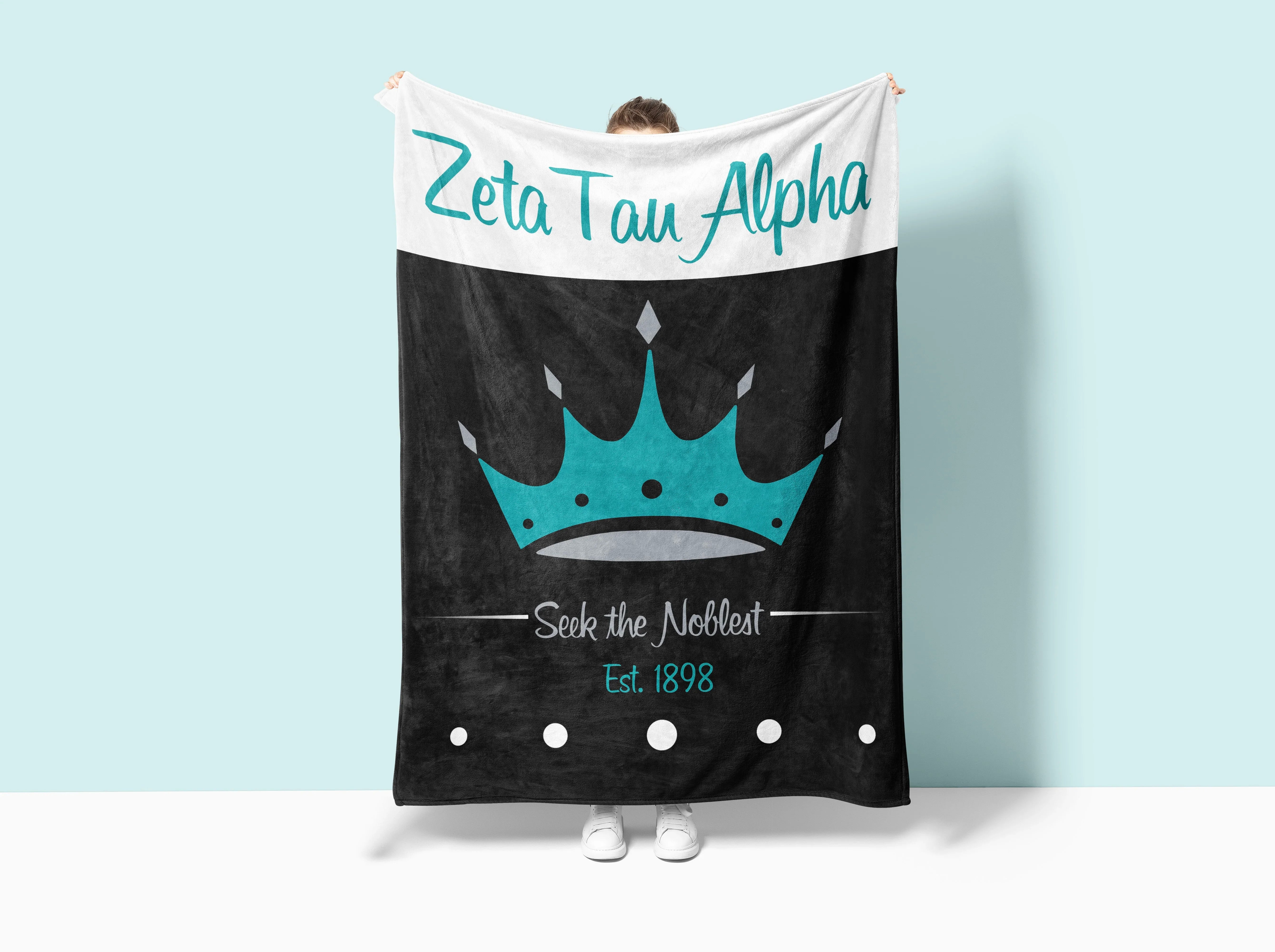 Zeta Tau Alpha XL 60x80 Sherpa Blanket - Crown Wide Band | ZTA Gifts