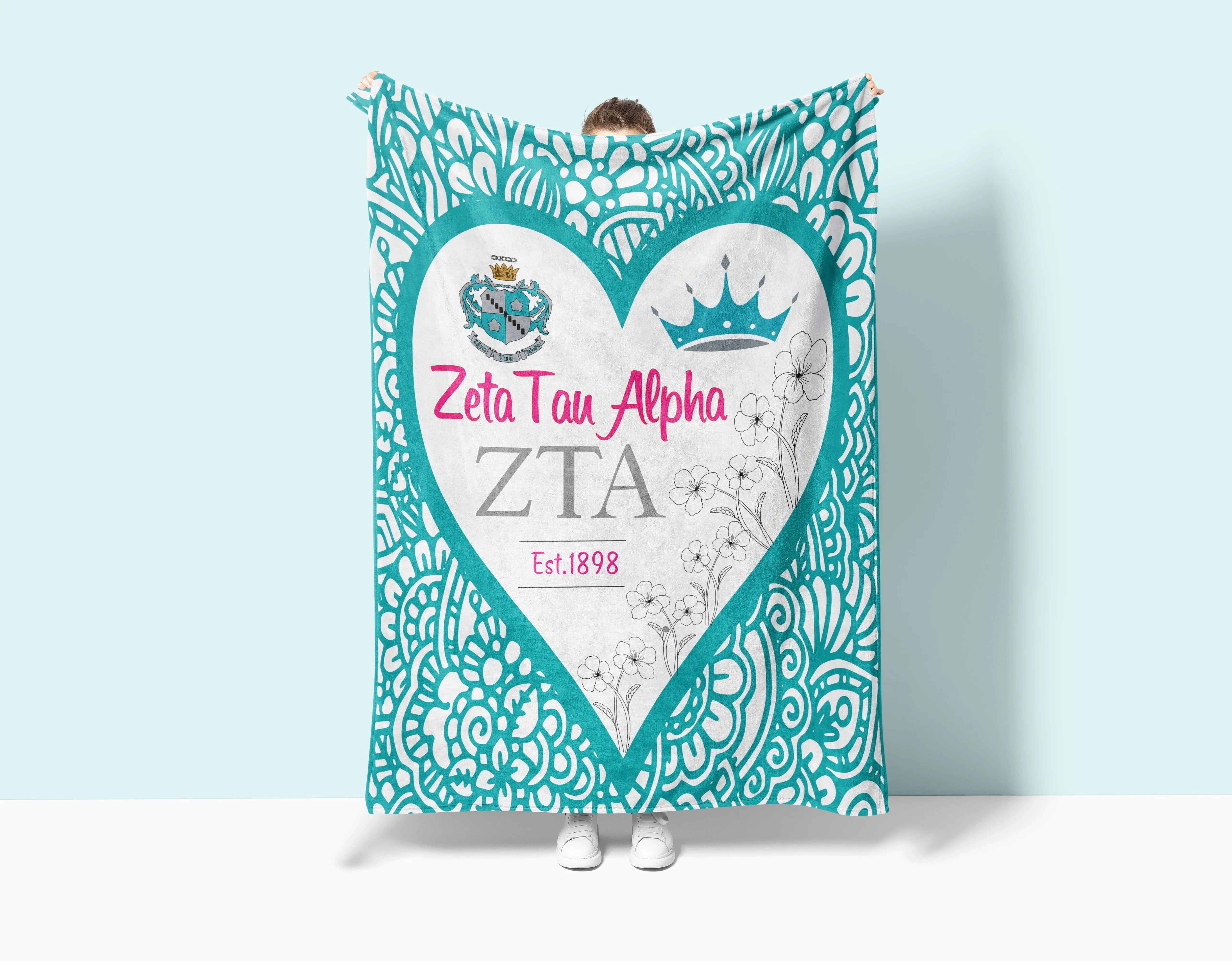 Zeta Tau Alpha XL 60x80 Sherpa Blanket - Mandala Heart | ZTA Gifts