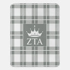 Zeta Tau Alpha XL 60x80 Sherpa Blanket - Plaid Gray Throw Blankets