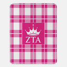 Zeta Tau Alpha XL 60x80 Sherpa Blanket - Plaid Pink Throw Blankets