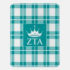 Zeta Tau Alpha XL 60x80 Sherpa Blanket - Plaid Turquoise Throw Blankets