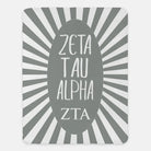 Zeta Tau Alpha XL 60x80 Starburst Sherpa Blanket Gray Throw Blankets