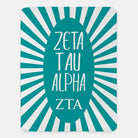 Zeta Tau Alpha XL 60x80 Starburst Sherpa Blanket Turquoise Throw Blankets