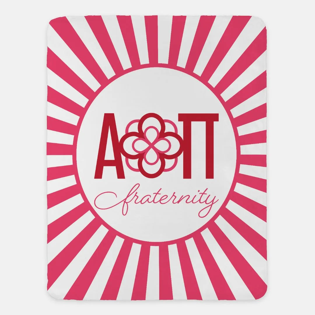 Alpha Omicron Pi Sherpa Blanket - Pink Starburst 60"x80" | Merchandise | AOII Gifts Shop | Decor | Festive Fit Home