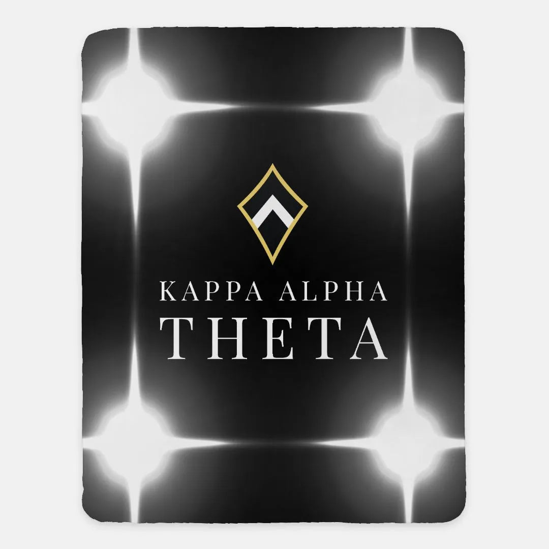 Kappa Alpha Theta Blanket XL 60x80 Black Flashing Lights | Custom Gift