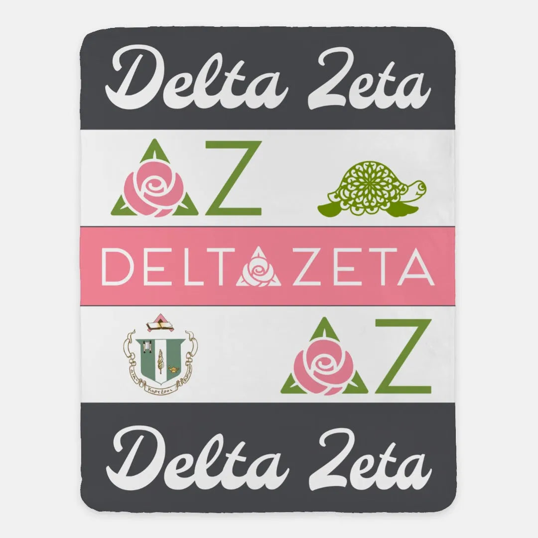 Delta Zeta Sherpa Blanket XL 60x80 - Striped Classic | DZ Gifts