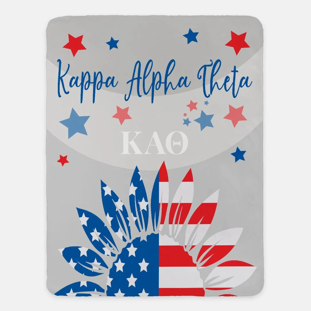 Theta Blanket XL 60x80 American Flag Sunflower | Official Custom Gifts