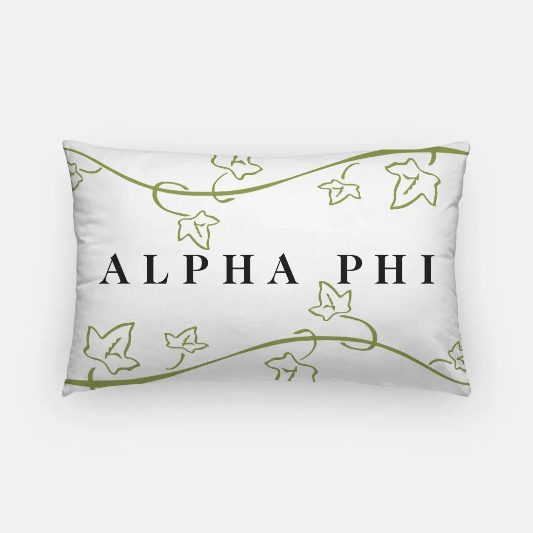 Alpha Phi Lumbar Pillow Cover - Ivy | Official APhi Gifts & Dorm Decor \ Campus Greek Fit