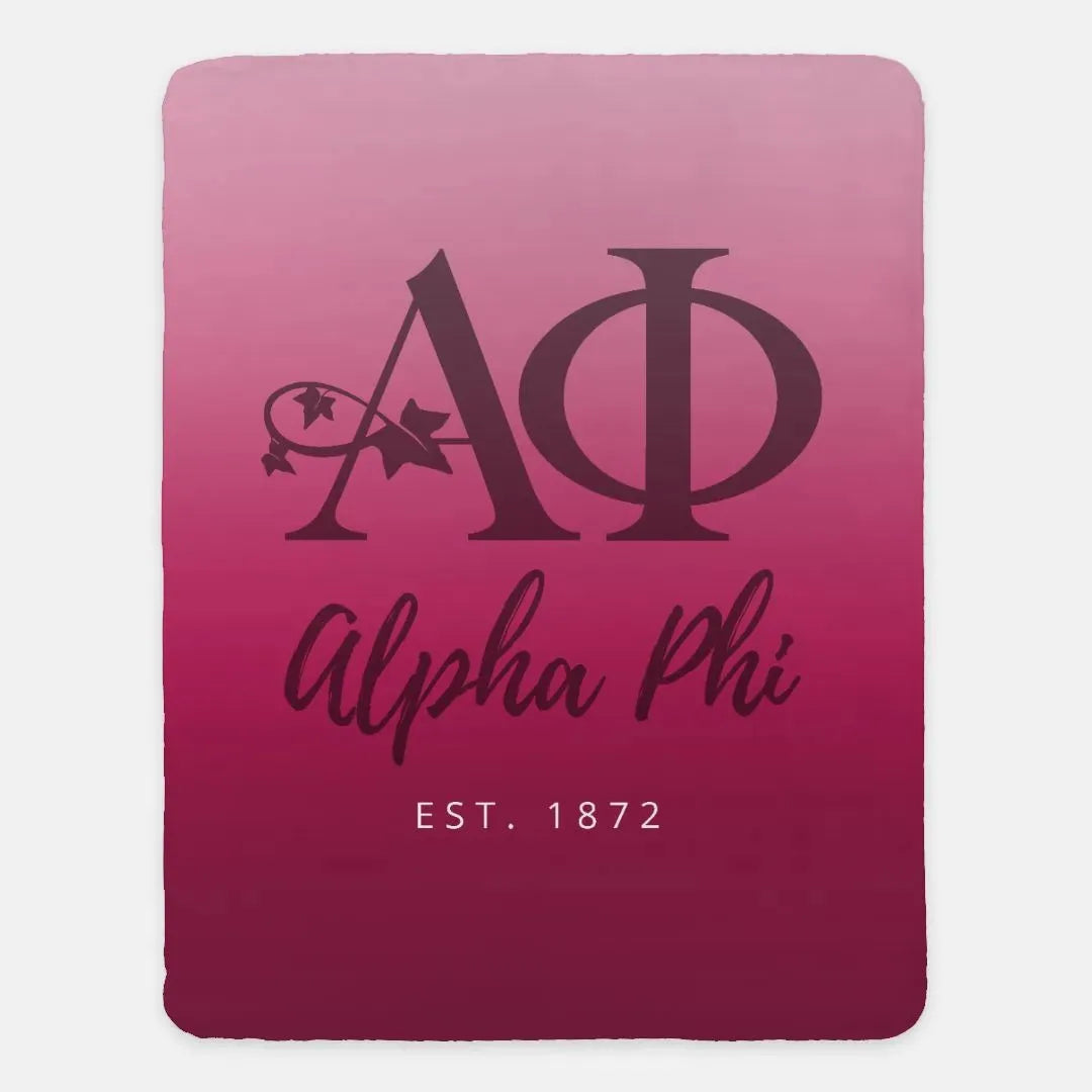 Alpha Phi XL 60x80 Sherpa Blanket - Pink Gradient Throw Blankets