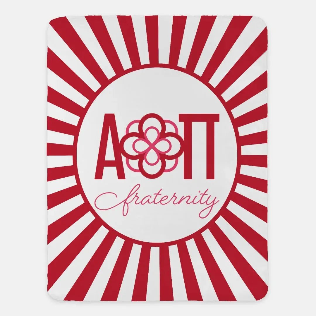 Alpha Omicron Pi XL 60x80 Sherpa Throw Blanket - Cardinal Starburst Throw Blankets