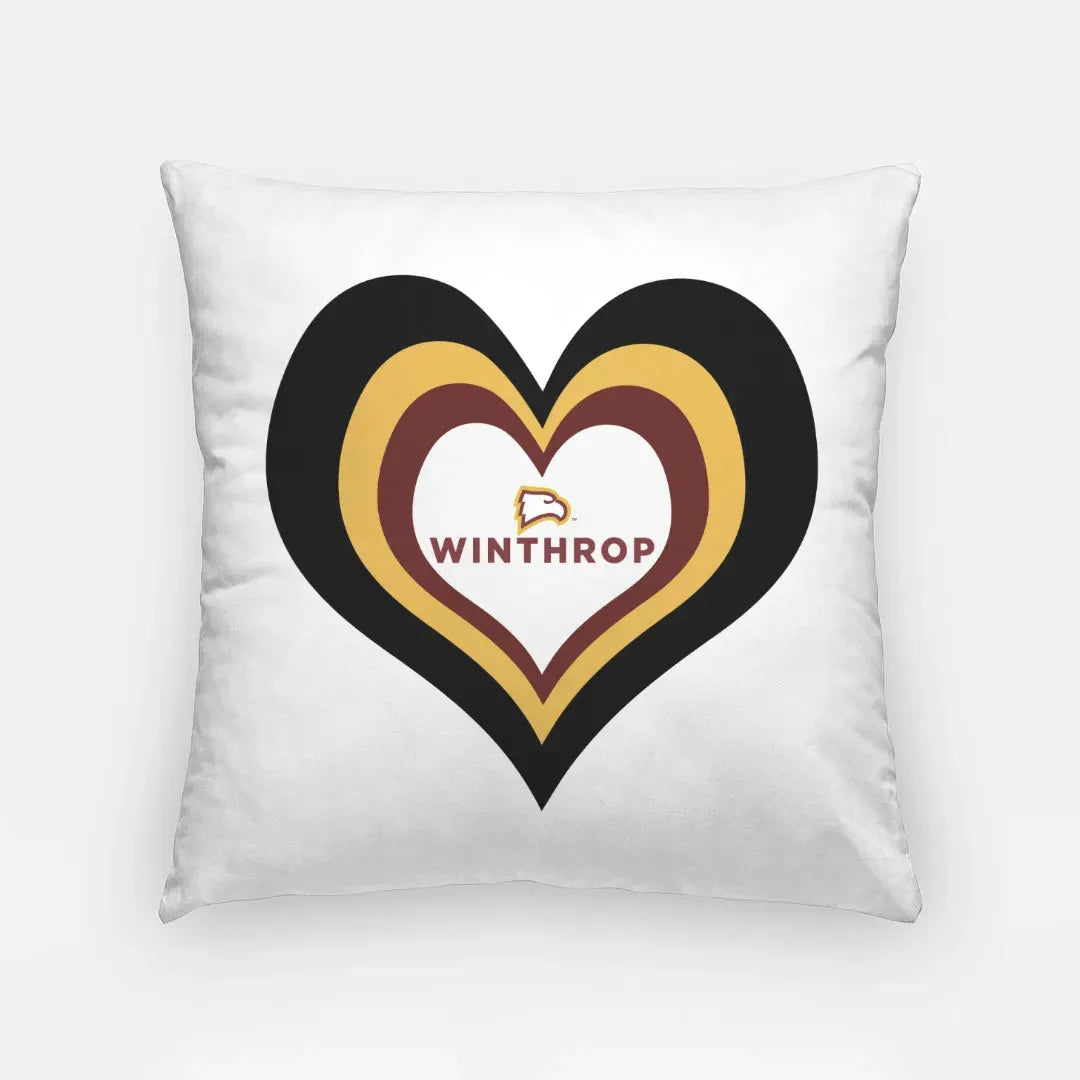 Winthrop University 18" Heart Throw Pillow Cover Pillow Covers