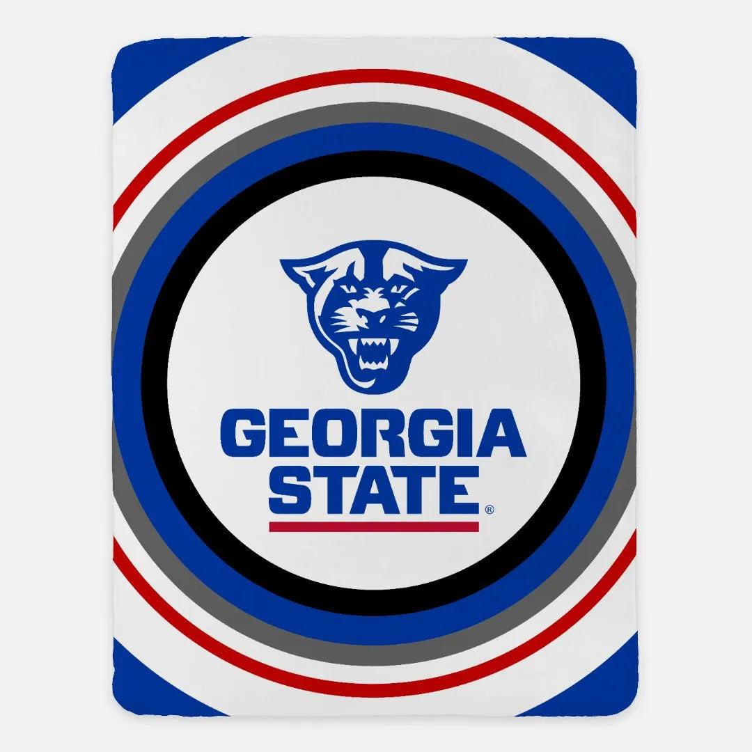 Georgia State XL 60x80 Sherpa Blanket - Bullseye | GSU Dorm Decor | Campus Greek Fit