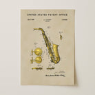 Saxophone US Patent Art Print | Music Themed Dorm Decor