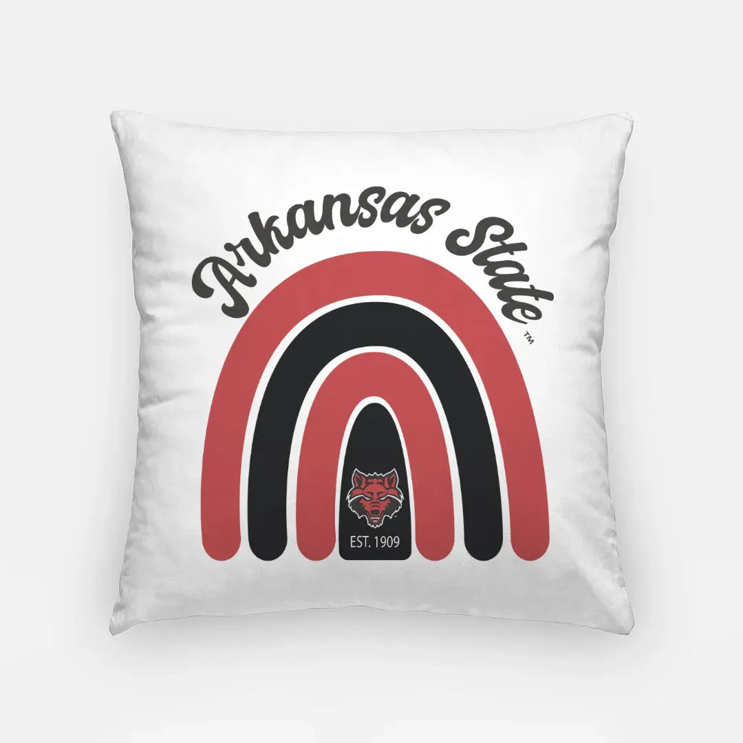 Arkansas State University 18" Throw Pillow Cover - Rainbow Pillow Covers