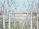 Giclee Art Print Landscape Painting "Just Breathe" Birch Trees | Coastal Large Format Wall Art -  Campus Greek Fit