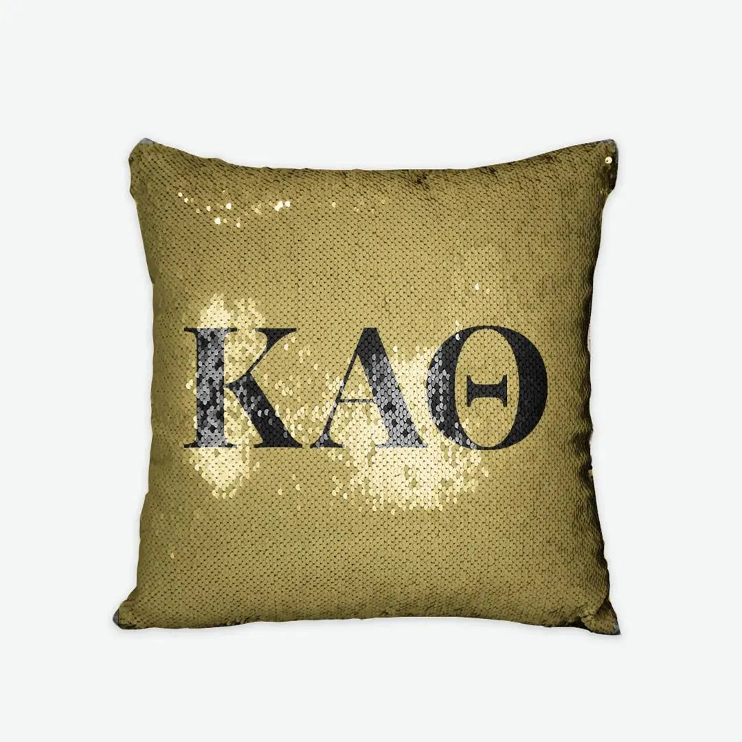 Kappa Alpha Theta Sequin Pillow Cover - Gold Pillow Covers