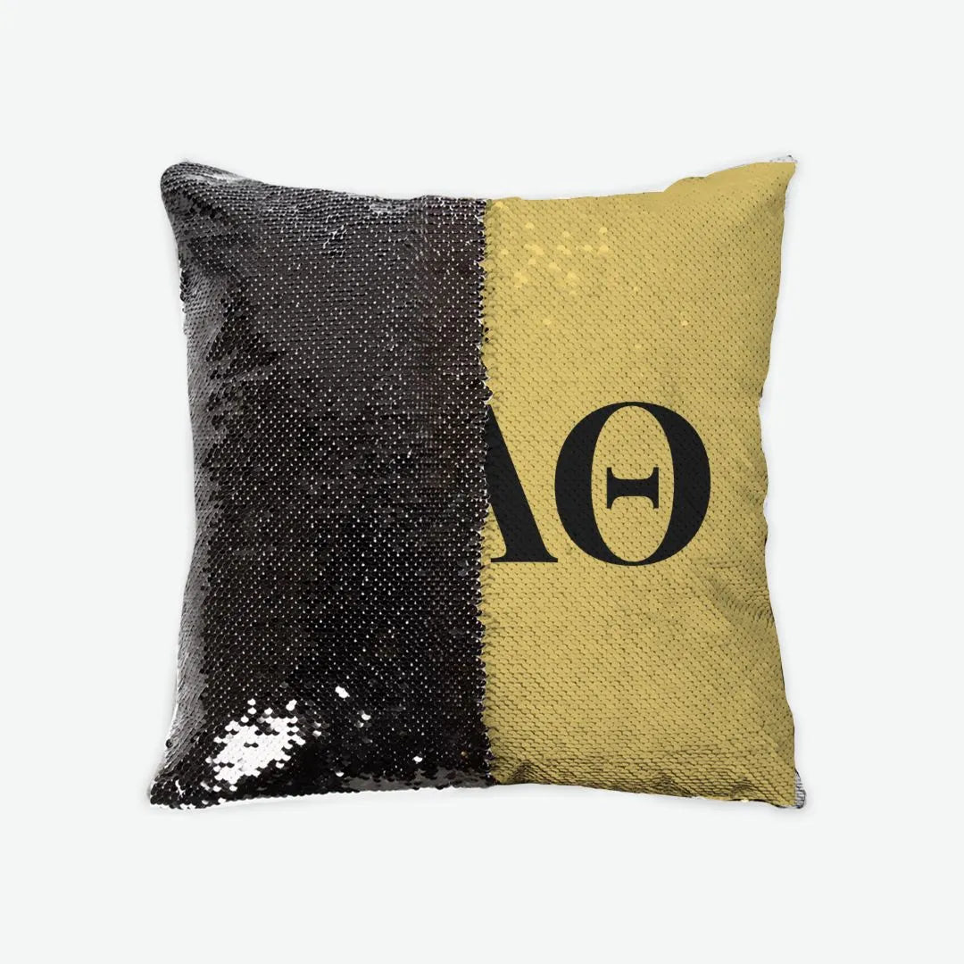 Kappa Alpha Theta Sequin Pillow Cover - Gold | Custom Gifts and Decor | Festive Fit Home