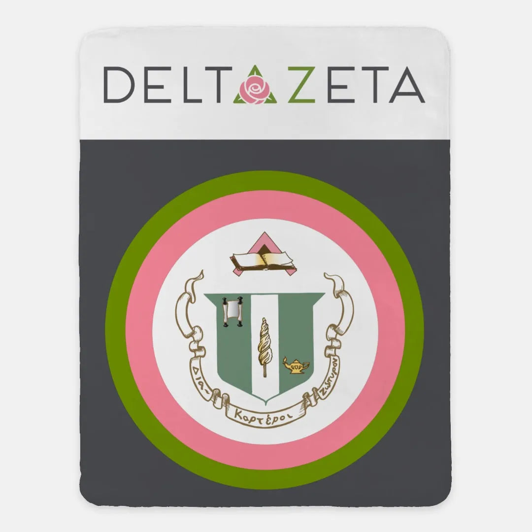 Delta Zeta Sherpa Blanket XL 60x80 Bullseye Crest | DZ Gifts & Decor