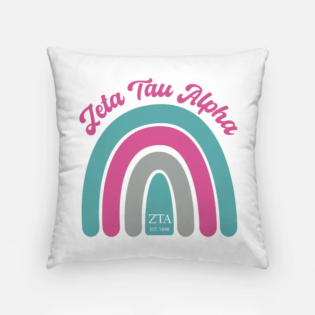 Zeta Tau Alpha Throw Pillow Cover - Rainbow - 18" | Gifts and Decor | Festive Fit Home