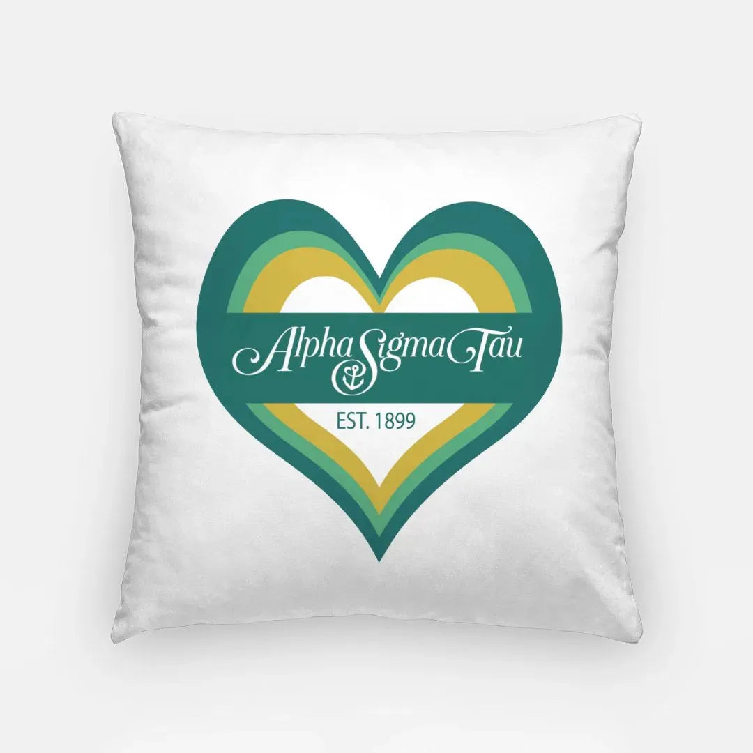 Alpha Sigma Tau 18" Throw Pillow Cover - Heart Pillow Covers