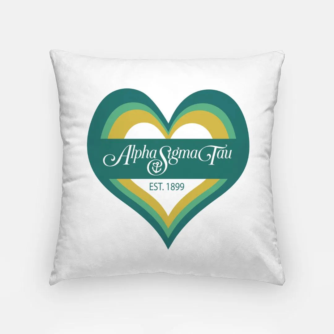 Alpha Sigma Tau Pillow Cover 18" - Heart | Licensed Gift Shop | Decor