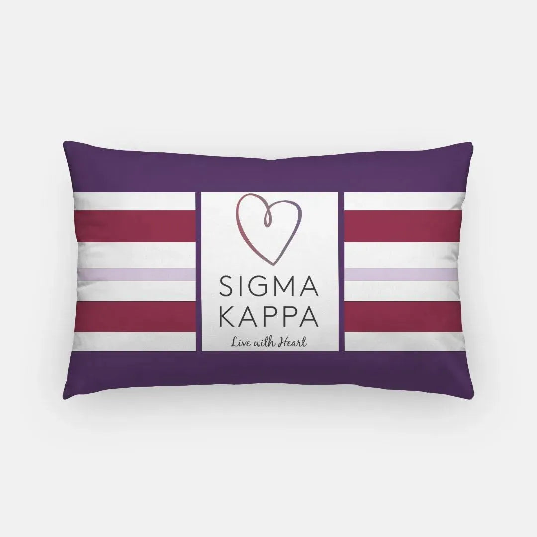 Sigma Kappa Lumbar Pillow Cover - Stripes Pillow Covers