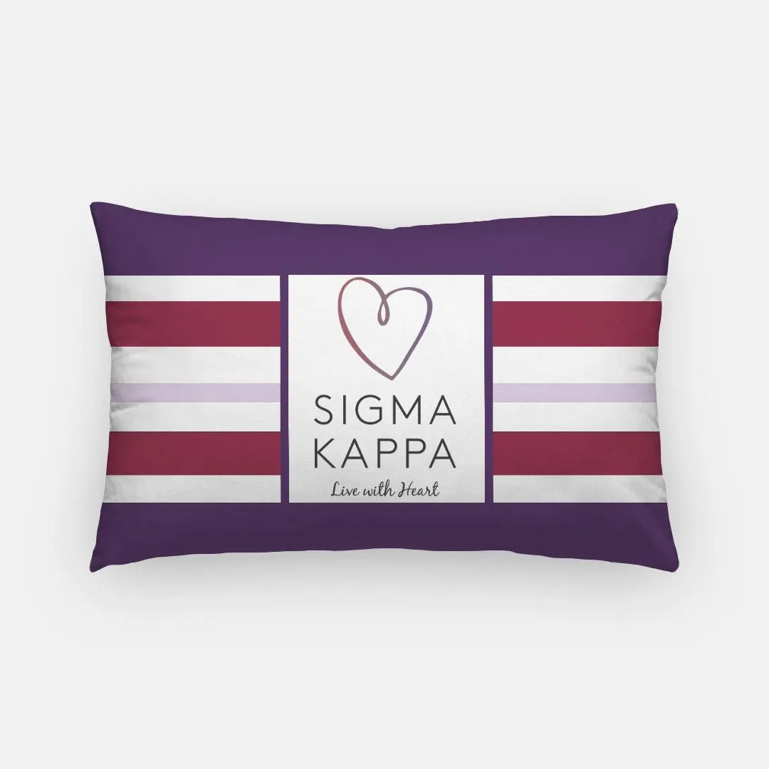 Sigma Kappa Lumbar Pillow Cover - Stripes | Custom Gifts and Decor | Officially Licensed Merchandise | Festive Fit Home