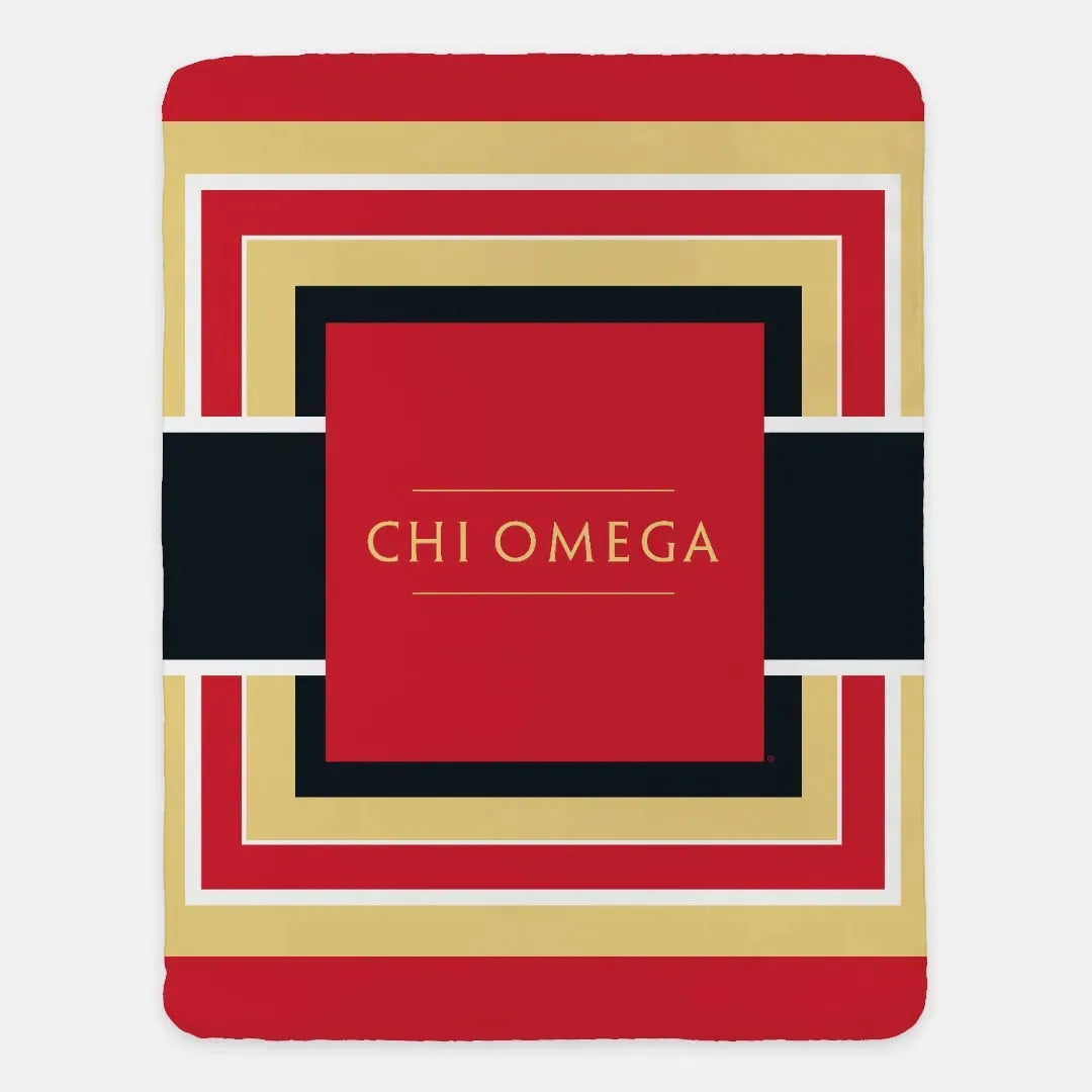 Chi Omega XL 60x80 Sherpa Throw Blanket - Geometric Throw Blankets