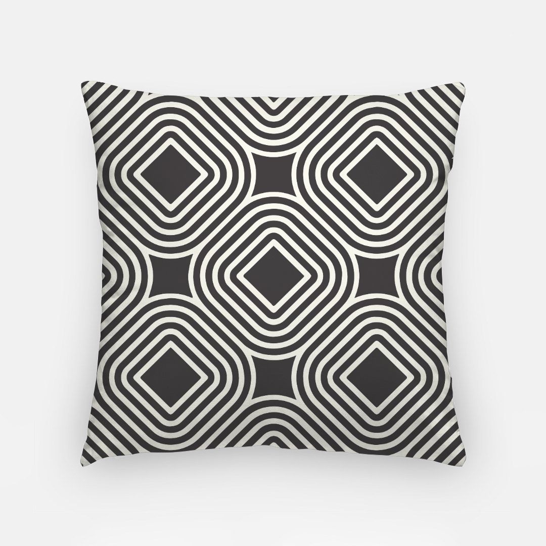 Black and White Geometric Throw Pillow Cover 18" | Custom Dorm Decor