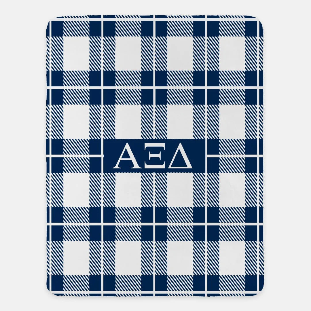 Alpha Xi Delta Blanket XL 60x80 Blue Plaid | Official AXiD Merchandise