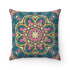 Turquoise Boho Square Throw Pillow, Festive Fit Home, Spring Home Decor, Spring Throw Pillow, Seasonal Home Decor, Pillow Case, Spring Pillow Cover