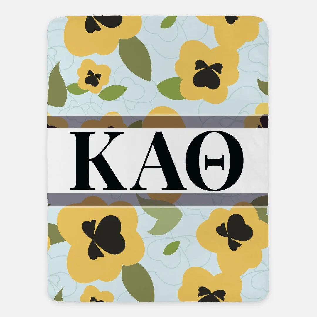 Kappa Alpha Theta Sherpa Blanket XL 60x80  General Pansy Pattern