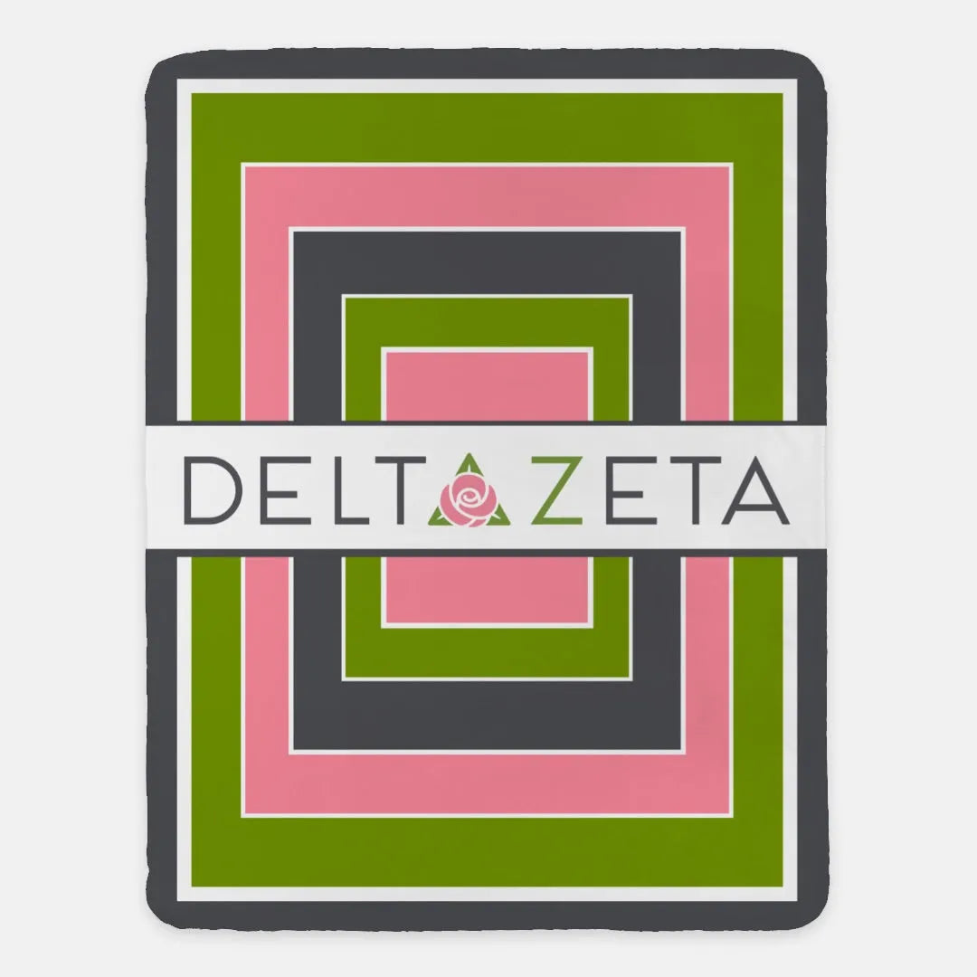 Delta Zeta Sherpa Blanket XL 60x80 Geo | Custom DZ Gifts & Decor