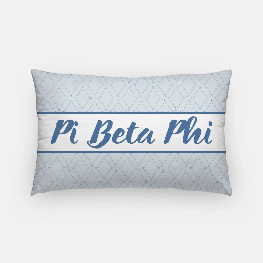Pi Beta Phi Lumbar Pillow Cover - Silver Blue Diamond Pillow Covers