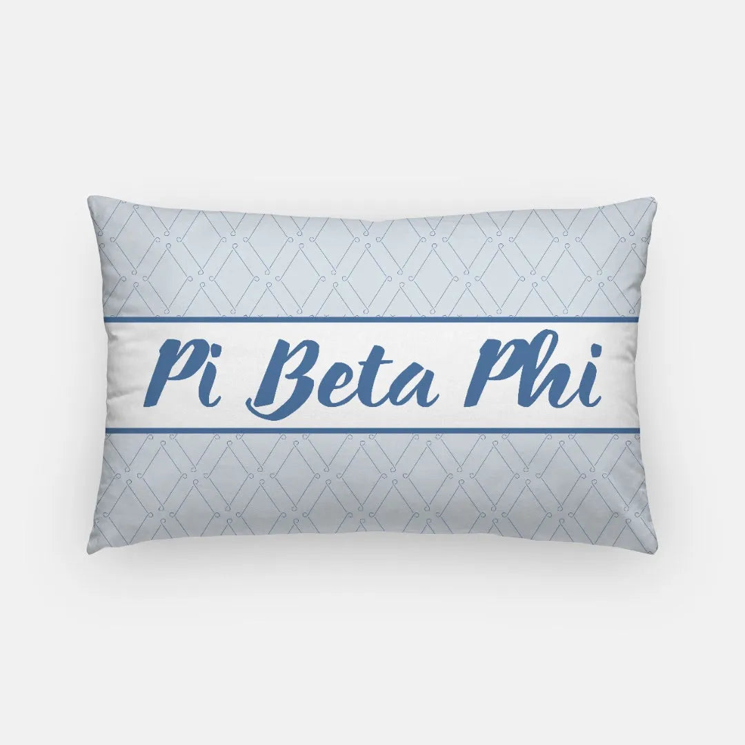 Pi Beta Phi Lumbar Pillow Cover - Silver Blue Diamond | Custom Gifts | Festive Fit Home