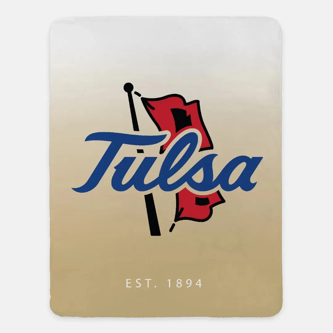 University of Tulsa XL 60x80 Sherpa Throw Blanket - Gold Gradient Throw Blankets