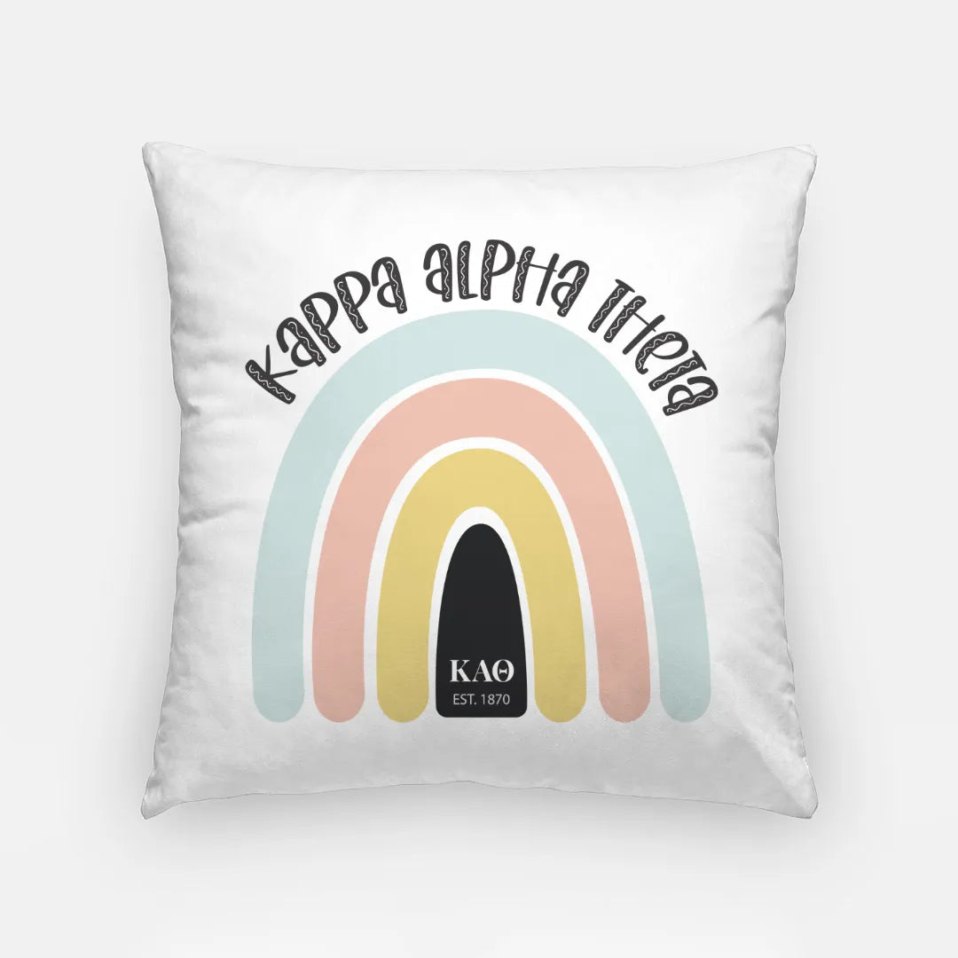 Kappa Alpha Theta Pillow Cover - Rainbow - 18" | Official Merchandise | Custom Gifts and Decor | Festive Fit Home