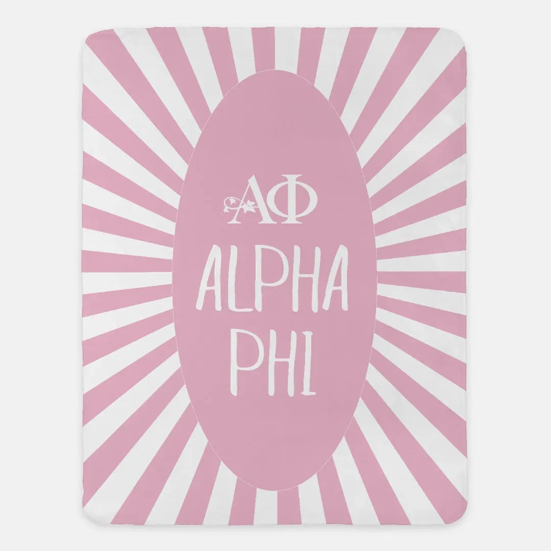 Alpha Phi XL 60x80 Sherpa Blanket - Starburst Pink Throw Blankets