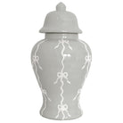 Bow Stripe Ginger Jars in Light Gray | Preppy Dorm Decor | Accessories