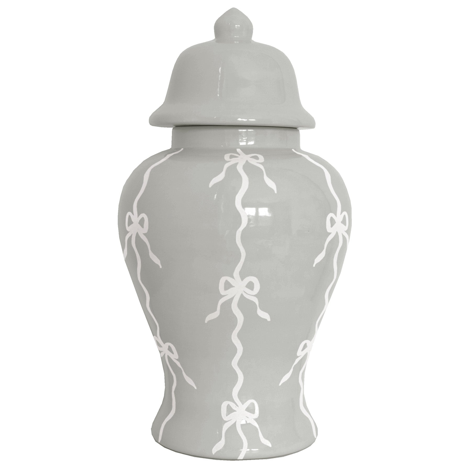 Bow Stripe Ginger Jars in Light Gray | Preppy Dorm Decor | Accessories