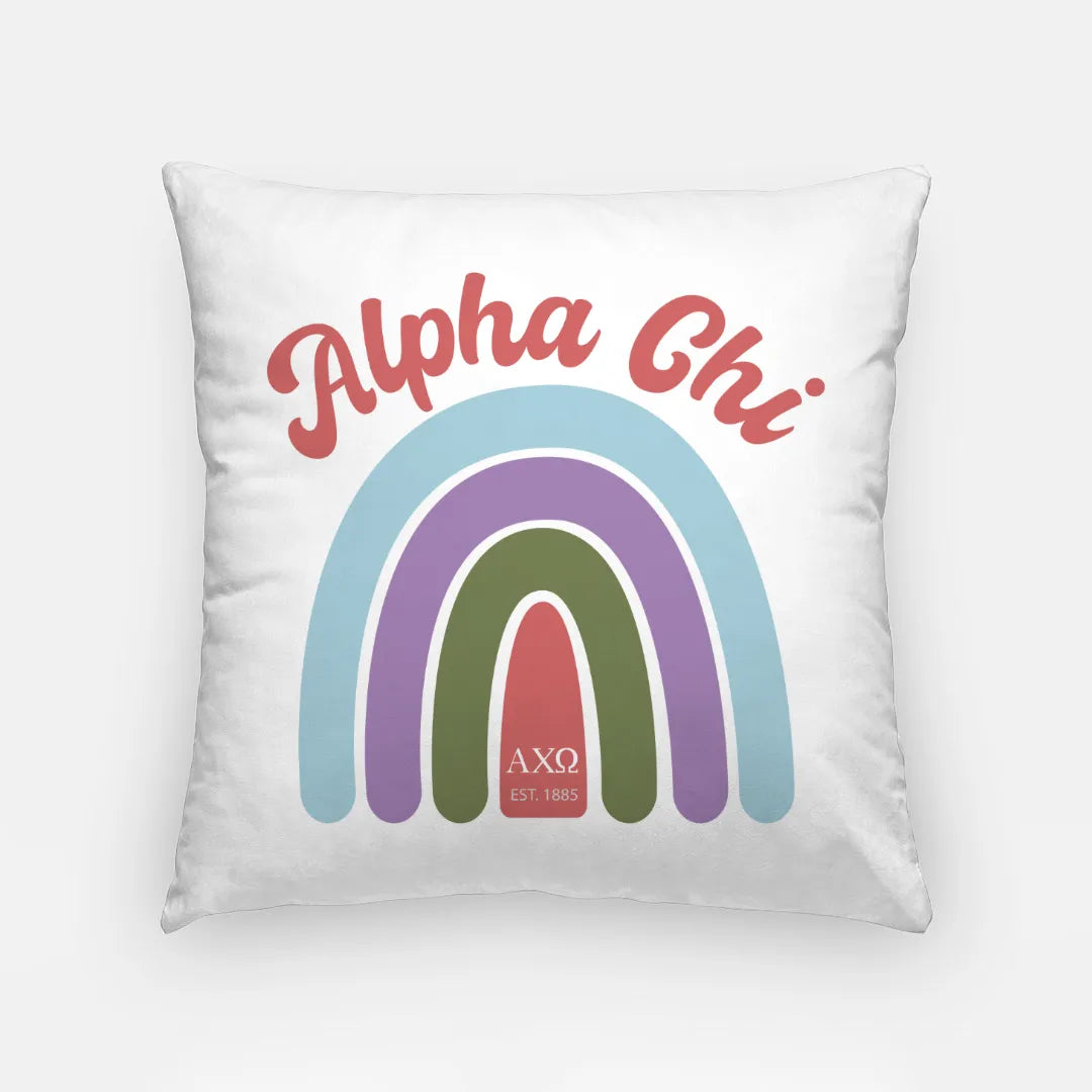 Alpha Chi Throw Pillow Cover - Rainbow 18" | Gifts and Decor  | Campus Greek Fit