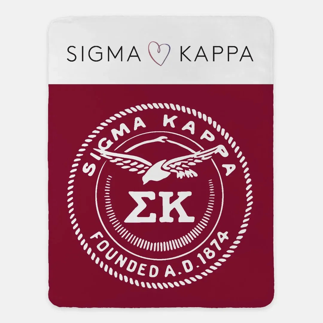 Sigma Kappa Maroon XL 60x80 Wide Band Sherpa Throw Blanket Throw Blankets