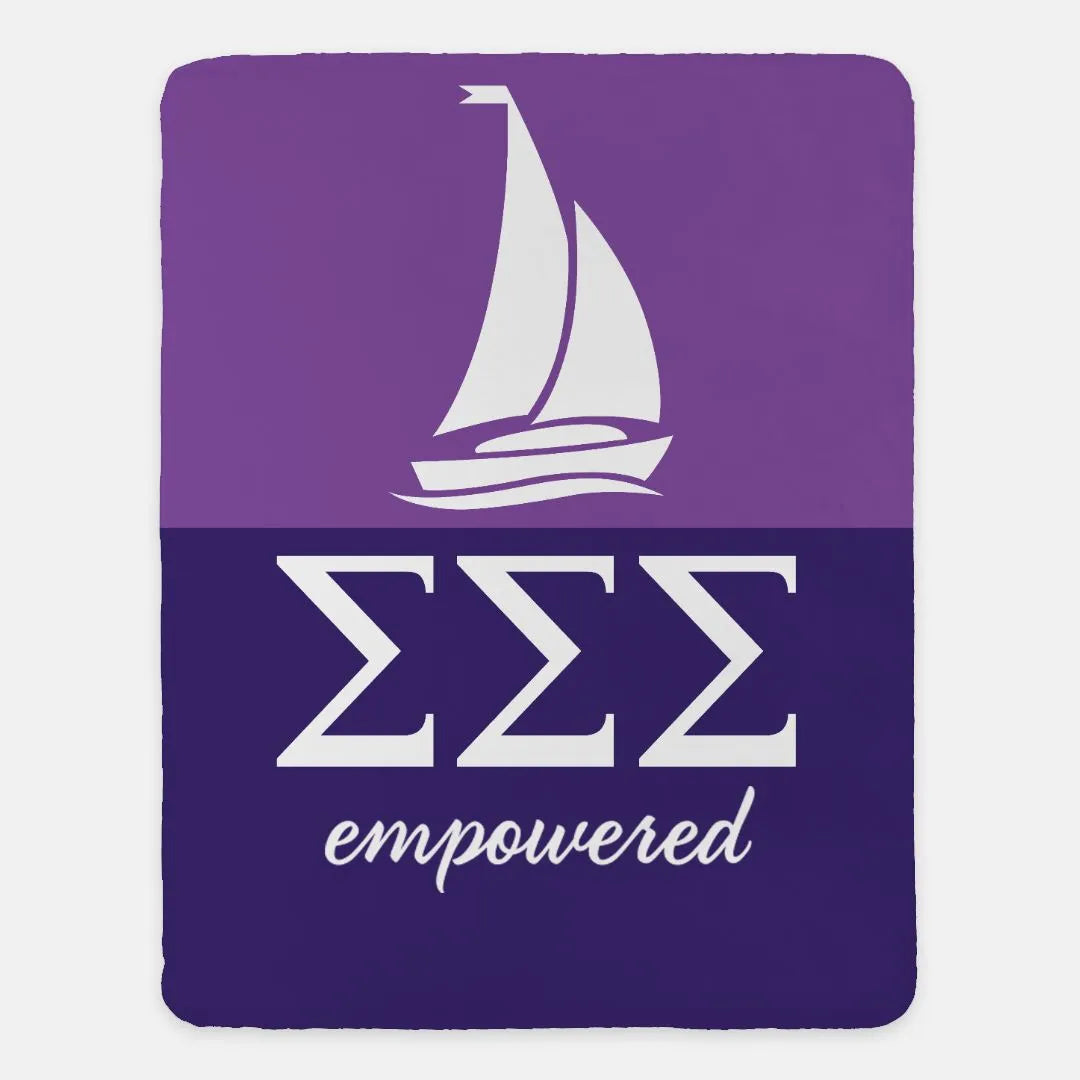 Tri Sigma XL 60x80 Sherpa Blanket - Color Block Throw Blankets