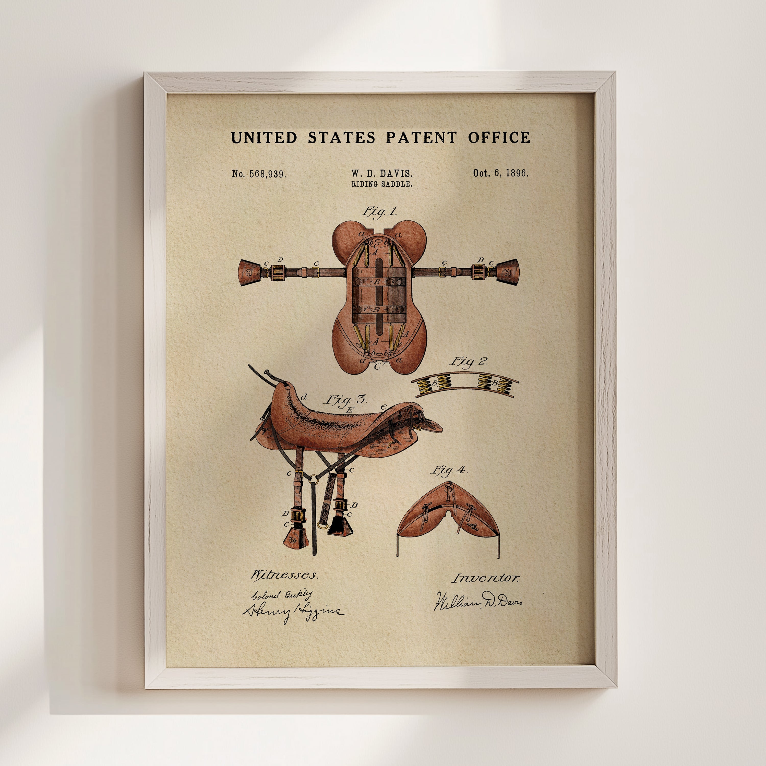 Horse Riding Saddle US Patent Art Print | Equestrian Wall Art | Dorm
