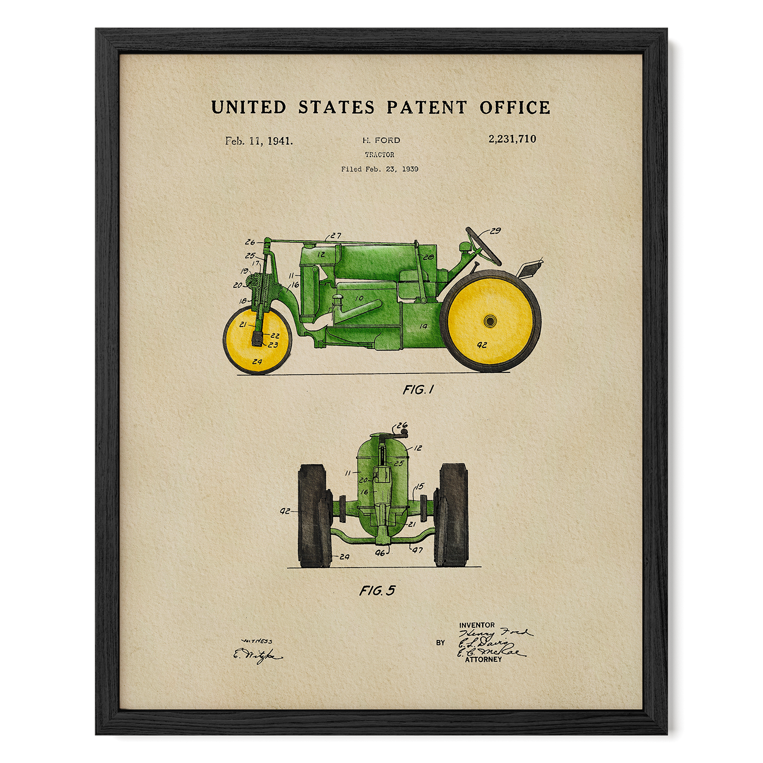 Vintage Tractor US Patent Art Print | Dorm Decor | Wall Art