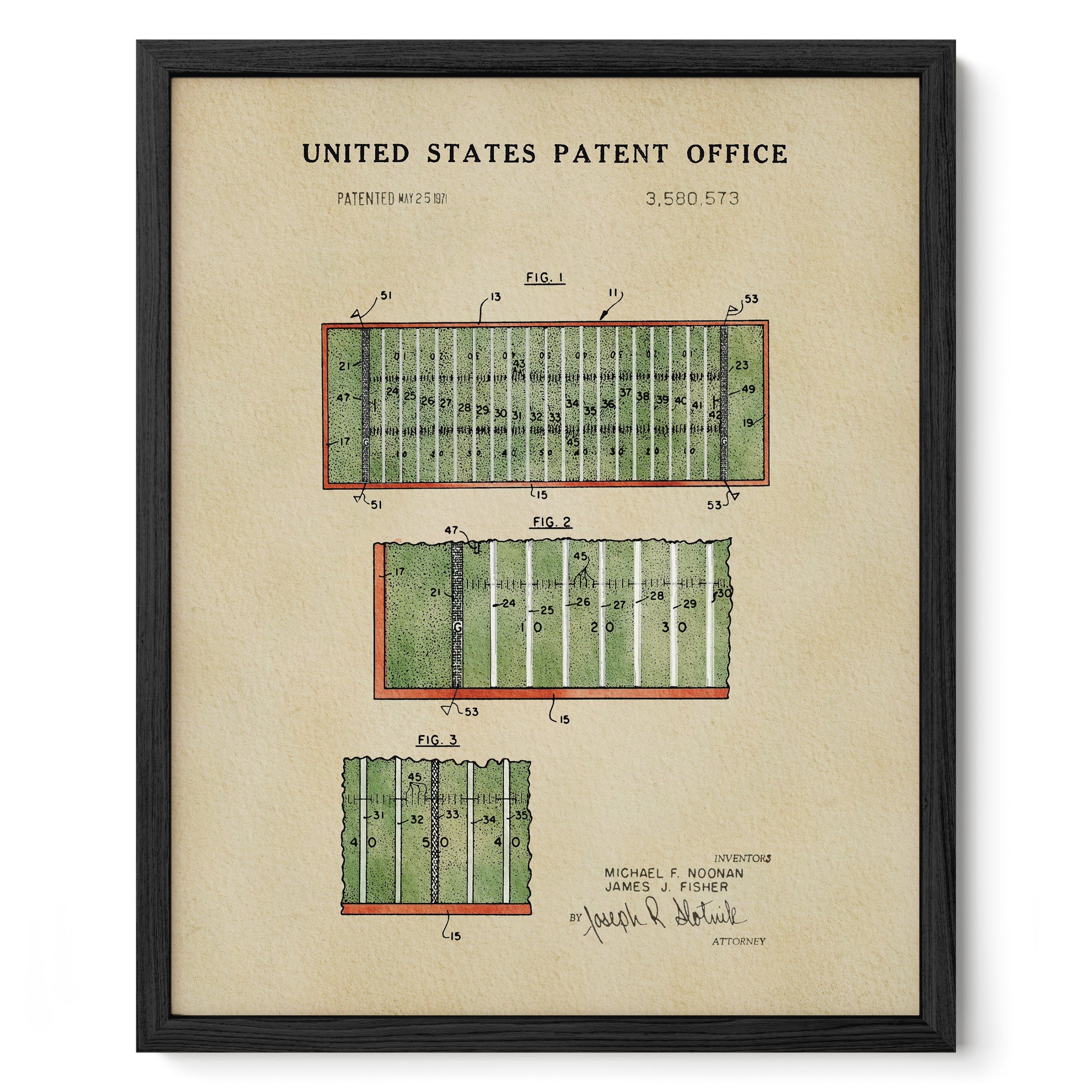 Football Field US Patent Art Print | Dorm Decor For Guys | Sports | Campus Greek Fit