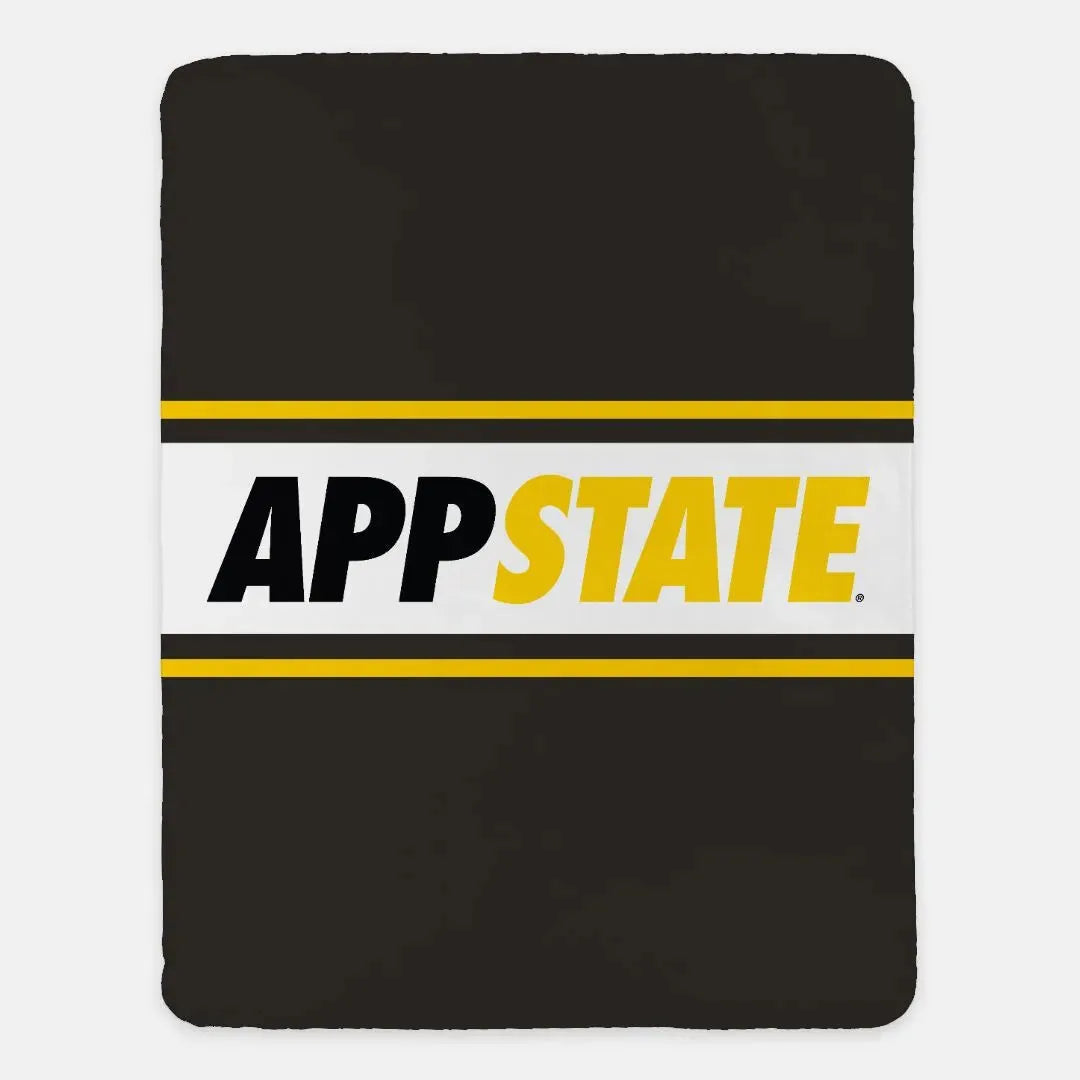 APP STATE XL 60x80 Sherpa Blanket - Center Band Throw Blankets